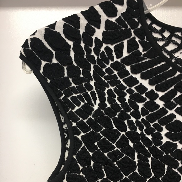 RVN Black White Jacquard BodyCon Knit Dress - Picture 4 of 9